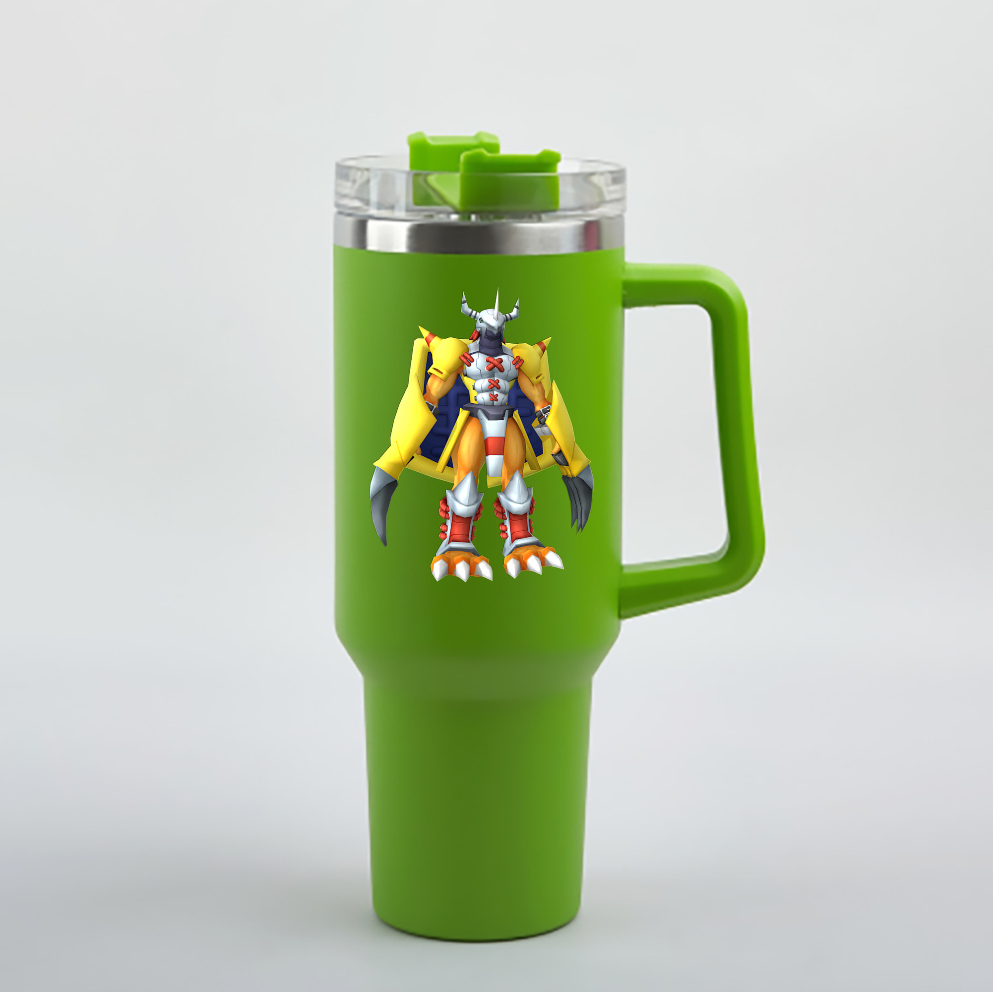 （画像用） Digimon デジタルモンスター/デジモン 1200mL車用タンブラー - クリスタルステッカー（プラスチックストロー付き）